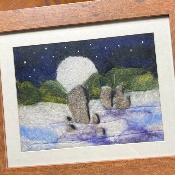 Isle of Aran Felt Art Painting Scotland Landscape Mixed Media Kilwaliu Glen Lynn - Picture 3 of 10